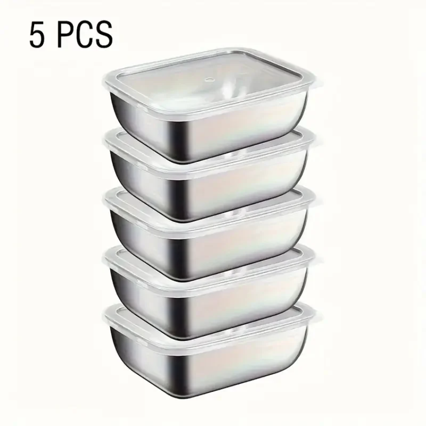 Meal Prep List - 5pcs Stainless Steel Food Storage Stackable