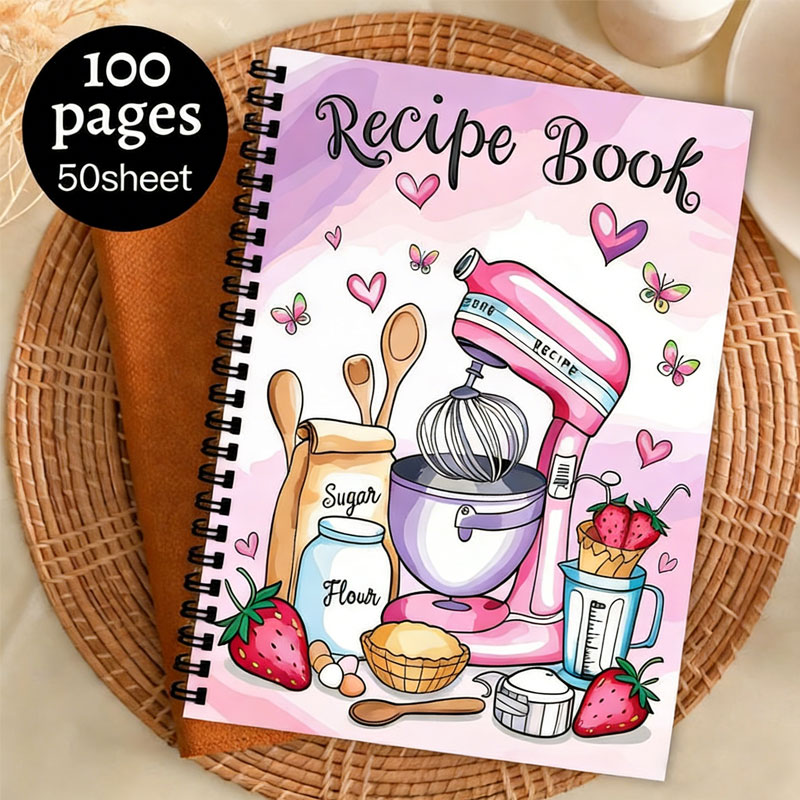 Meal Plan Notepad - Recipe Logbook 100 Sheets Empty Cookbook