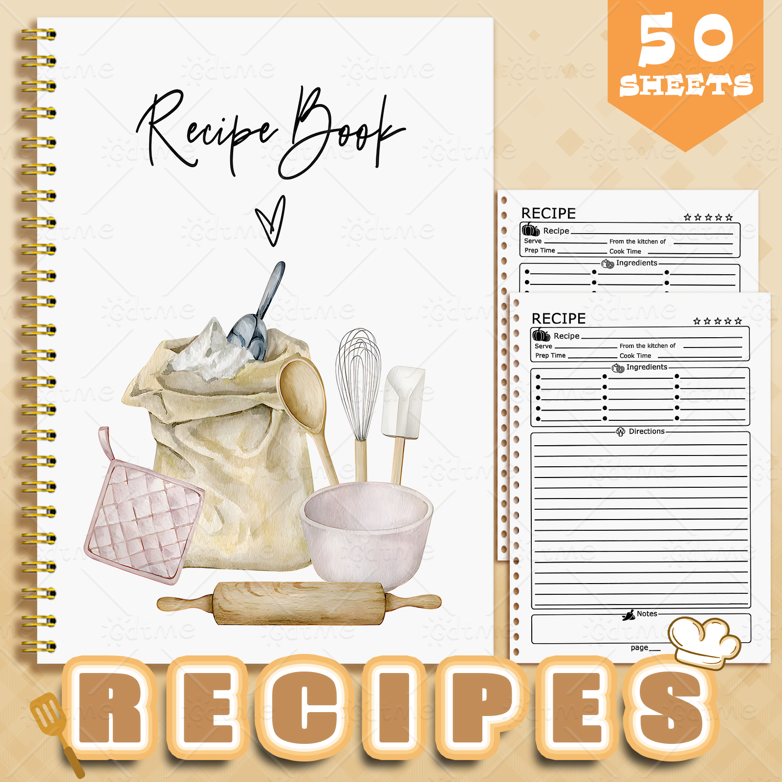 Meal Plan Notepad - 1 Recipe Notebook A kitchen planner