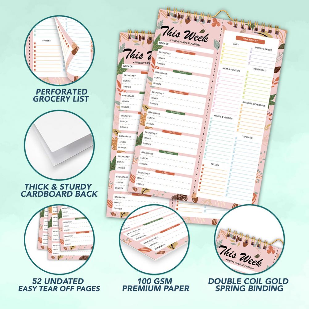 Meal Plan Notepad - Shopping List Meal Planner Weekly Tear-off