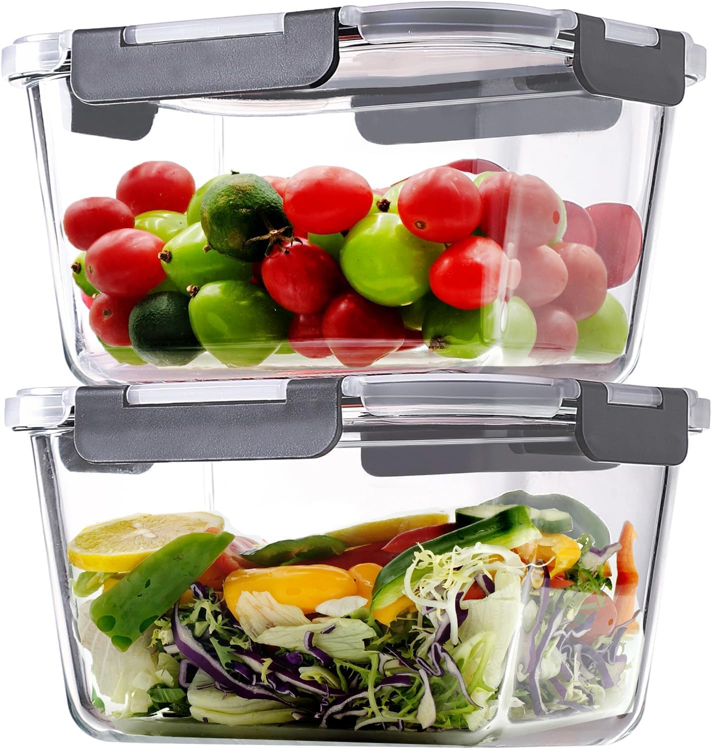 Meal Prep Rotisserie Chicken - Large Glass Storage Containers with Lids