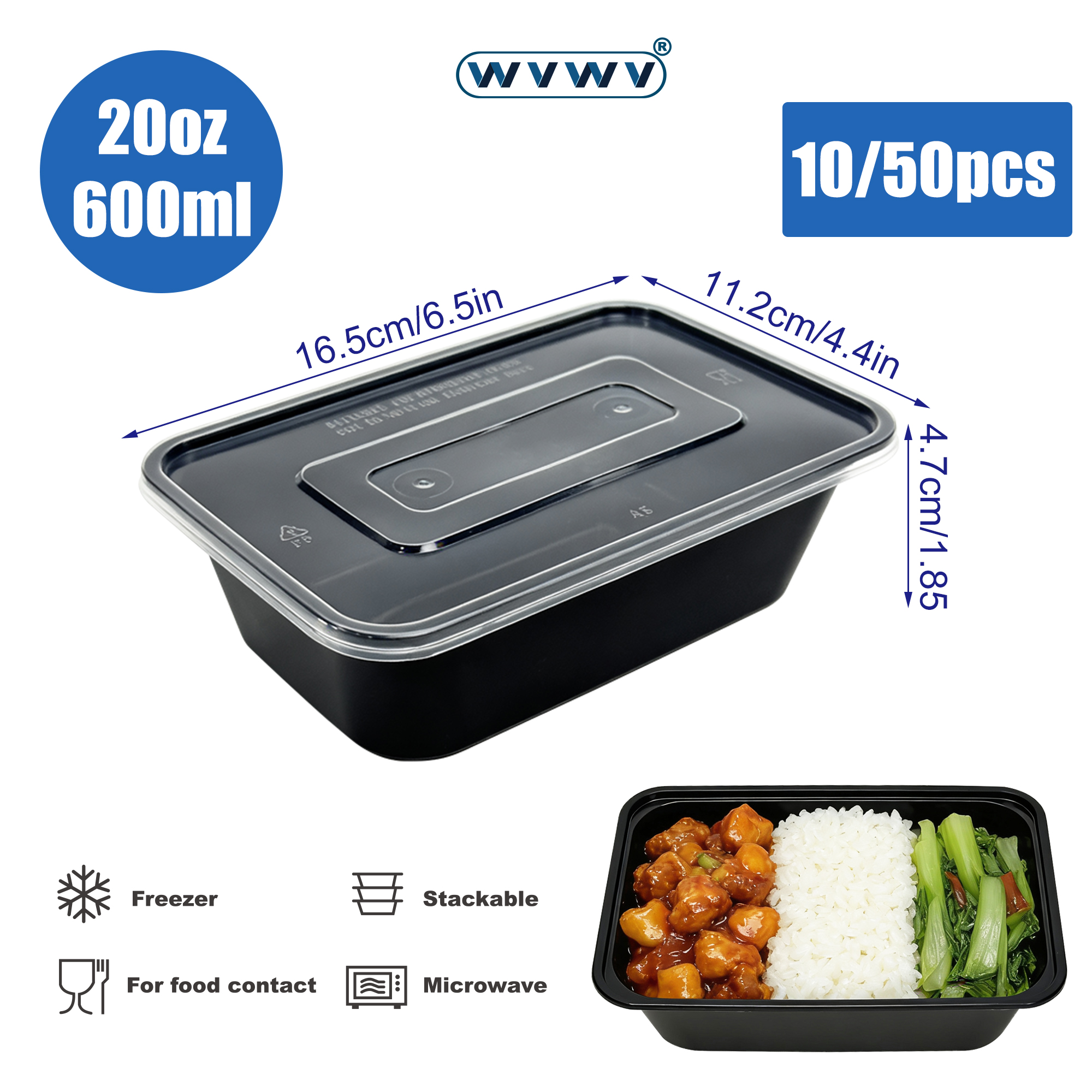 10/50Pcs 20Oz/600Ml Black Lunc – Meal Prep List Bewertung und Preis