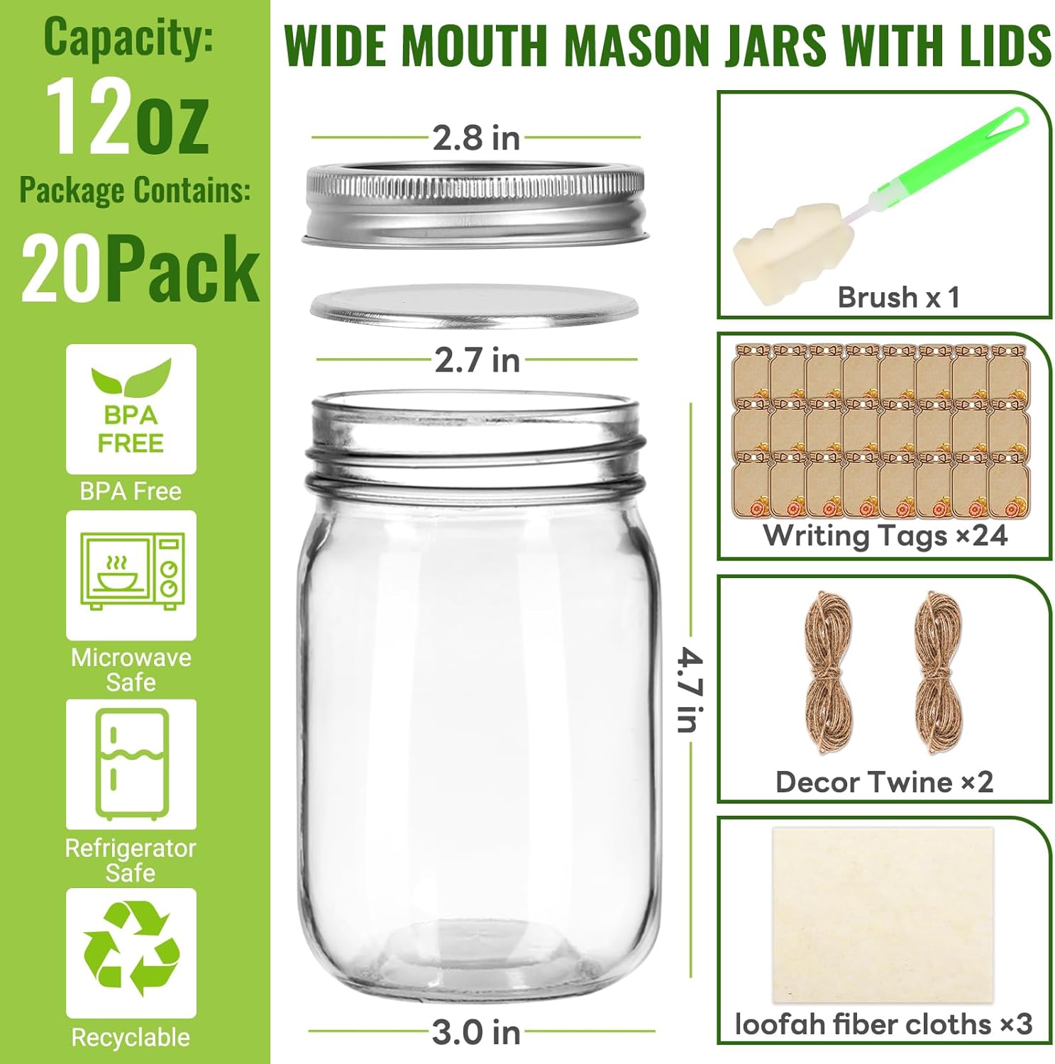 12 oz    Jars with Lids 20 Pac – Meal Prep Overnight Oats Bewertung und Preis