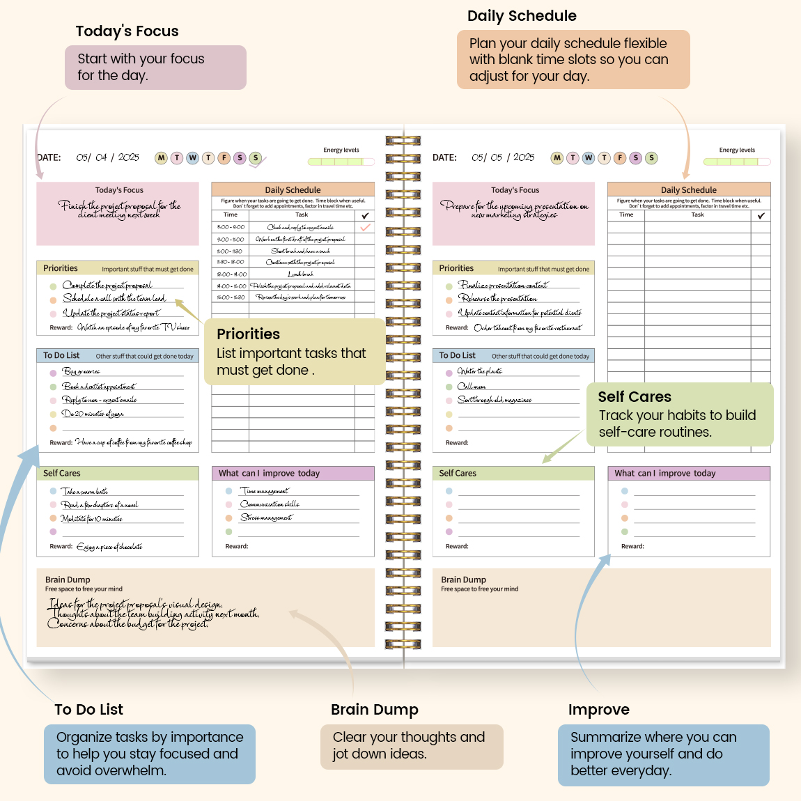 B5 Productivity Planner, Daily – Meal Plan Notepad Bewertung und Preis